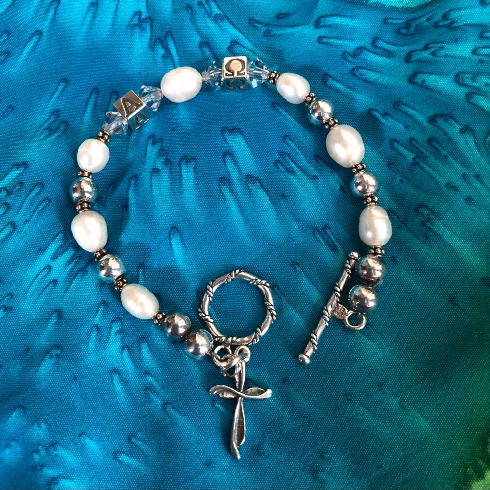 Alpha & Omega Bracelet with Silver and Pearls
